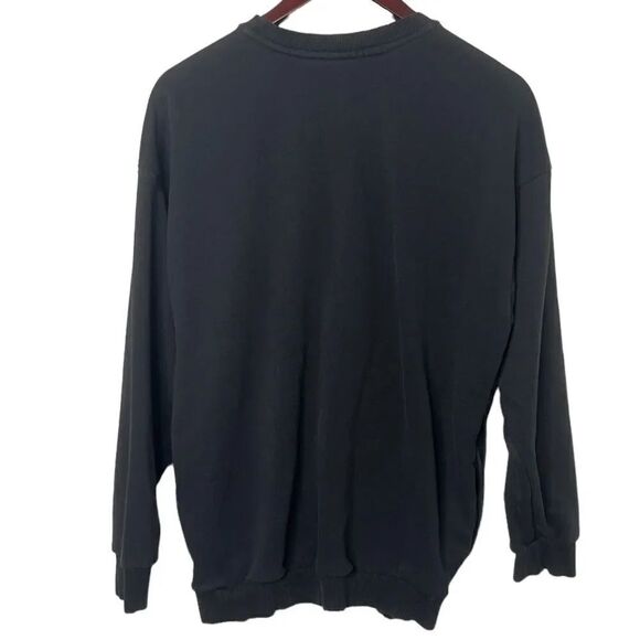 Adidas Logo Crewneck Pullover Sweatshirt Black and White Size Medium - Picture 3 of 4